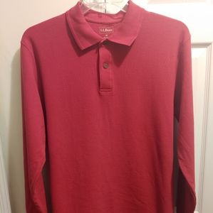 L.L. Bean long sleeve Light Burgundy Polo shirt. Men Size Medium.